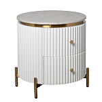 Тумбочка белая круглая с мраморной столешницей Thoroughbass варинант исполнения - 4 | Loft Concept в Ульяновске