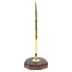 Ручка шариковая металлическая на восьмиугольной подставке из натурального камня Обсидиан Metal Stone Pens варинант исполнения - 1 | Loft Concept в Ульяновске