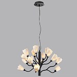 Люстра подвесная черного цвета с ветвями и белыми фарфоровыми цветами Floralis варинант исполнения - 5 | Loft Concept в Ульяновске