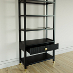 Стеллаж Elsa Dreams Black со стеклянными полками и ящиком варинант исполнения - 3 | Loft Concept в Ульяновске