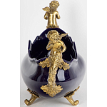 Чаша темно-синяя фарфоровая с бронзовыми ручками в виде ангелов Eden Garden варинант исполнения - 2 | Loft Concept в Ульяновске