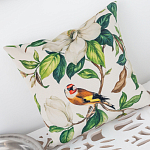 Декоративная подушка бежевая с изображением птица в саду Blooming Birds варинант исполнения - 3 | Loft Concept в Ульяновске