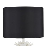 Настольная лампа с декором в виде белого цветка магнолии на каркасе и черным абажуром White Magnolia варинант исполнения - 2 | Loft Concept в Ульяновске