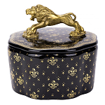 Шкатулка черного цвета с крышкой с фигуркой льва Eden Garden варинант исполнения - 1 | Loft Concept в Ульяновске
