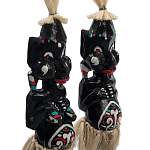 Комплект из 2-х деревянных статуэток Asmat Straw Headdress Statuettes Black Turquoise варинант исполнения - 3 | Loft Concept в Ульяновске