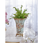 Ваза голубого цвета из фарфора с цветочным рисунком и бронзовой стрекозой Blue Garden варинант исполнения - 5 | Loft Concept в Ульяновске