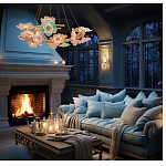 Люстра круглая на золотом каркасе с цветочным декором Miscellaneous herbs варинант исполнения - 6 | Loft Concept в Ульяновске