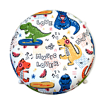 Пуф детский круглый с принтом на 4-х белых ножках Dinosaurs CHILDHOOD варинант исполнения - 2 | Loft Concept в Ульяновске