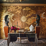 Обои ручная роспись в стиле Арт-деко Deco Dawn Bas Relief on Deep Rich Gold gilded paper варинант исполнения - 1 | Loft Concept в Ульяновске