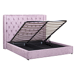 Кровать двуспальная фиолетовая с основанием из массива дерева с мягким изголовьем Velour Beds варинант исполнения - 2 | Loft Concept в Ульяновске