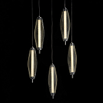 Люстра круглая каскадня с 5-ю плафонами из металлической сетки Mesh Lampshade Lighting варинант исполнения - 3 | Loft Concept в Ульяновске