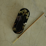 Подставка под благовония из эпоксидной смолы с цветами черная Epoxy Resin Flowers Incense Oval Stand Black варинант исполнения - 3 | Loft Concept в Ульяновске