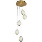 Каскадная люстра с 5-ю плафонами из акрила в виде шара Felice Chandelier Brass варинант исполнения - 1 | Loft Concept в Ульяновске
