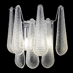 Бра с подвесками из рифленного стекла в форме капель на основании цвета хром Textured Glass варинант исполнения - 3 | Loft Concept в Ульяновске