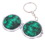 Зеркало брелок карманное двухстороннее из натурального камня Малахит Stone Mirrors варинант исполнения - 5 | Loft Concept в Ульяновске