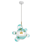 Подвесной светильник с прозрачными бирюзовыми стеклянными шарами и золотыми деталями Диаметр 46 Giopato & Coombes варинант исполнения - 1 | Loft Concept в Ульяновске