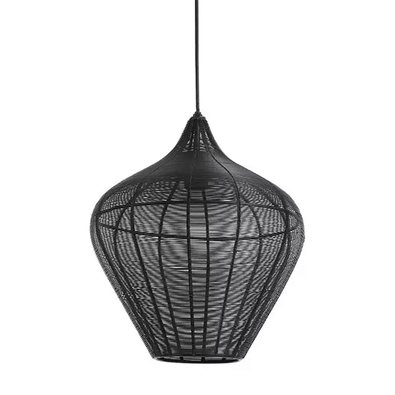 Подвесной светильник в форме купола с плетеным металлическим абажуром Wicker Iron Lamp Черный в Ульяновске | Loft Concept 