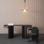 Дизайнерский письменный стол овальной формы с 2-мя выдвижными ящиками по бокам Parsec варинант исполнения - 1 | Loft Concept в Ульяновске