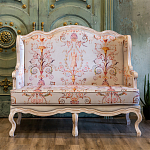 Двухместный диван из массива бука серый с растительным орнаментом Raffael Blue Grey Sofa варинант исполнения - 7 | Loft Concept в Ульяновске