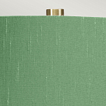 Настольная лампа с белым фигурным основанием на латунном основании и зеленым тканевым конусным абажуром Elstead Lighting варинант исполнения - 2 | Loft Concept в Ульяновске