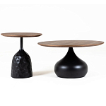 Столик журнальный с круглой деревянной столешницей на черном фактурном основании Bourgeon варинант исполнения - 3 | Loft Concept в Ульяновске