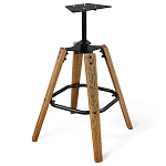 Барный стул со спинкой и металлической подставкой на 4-х деревянных ножках Зеленый Велюр Vendramin Chair варинант исполнения - 4 | Loft Concept в Ульяновске