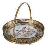 Блюдо фарфоровое с бронзовой ручкой Paradise Dish with Handle варинант исполнения - 1 | Loft Concept в Ульяновске