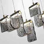 Подвесной светильник линейный с плафонами волнистой формы из фактурного стекла Big Wave варинант исполнения - 5 | Loft Concept в Ульяновске