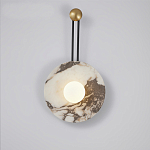 Бра круглое с каменным основанием и плафоном из стекла в форме шара Shaw Marble Lighting варинант исполнения - 1 | Loft Concept в Ульяновске