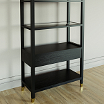 Стеллаж Elsa Dreams Black со стеклянными полками и ящиком варинант исполнения - 6 | Loft Concept в Ульяновске