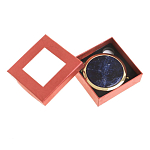 Зеркало карманное круглое двухстороннее из натурального камня Содалит в подарочной упаковке Gold Stone Mirrors варинант исполнения - 3 | Loft Concept в Ульяновске