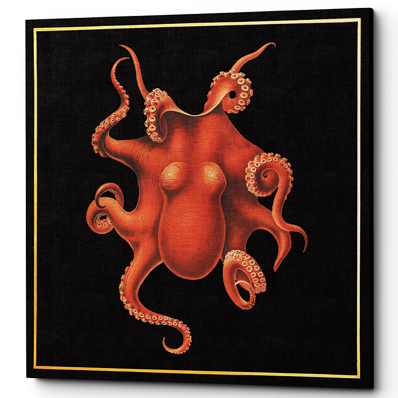 Постер Octopus Poster Черный Красный в Ульяновске | Loft Concept 