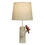 Настольная лампа с тканевым абажуром и основанием в виде птицы на дереве Simurq варинант исполнения - 1 | Loft Concept в Ульяновске