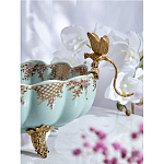 Чаша из голубого фарфора на бронзовых ножках с рисунком цветов и фигурками стрекоз Blue Garden варинант исполнения - 6 | Loft Concept в Ульяновске