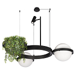 Подвесной светильник с 2-мя шарообразными плафонами и цилиндрическим спотом Light of Еyes варинант исполнения - 6 | Loft Concept в Ульяновске