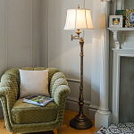 Торшер классического стиля цвета темная бронза с бежевым льяным абажуром Feiss варинант исполнения - 2 | Loft Concept в Ульяновске