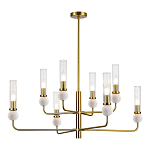 Люстра с 8-ю плафонами в форме стеклянных трубок и мраморных декоративных элементов Montreal варинант исполнения - 7 | Loft Concept в Ульяновске