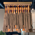 Люстра квадратная плетеная с бахромой Wicker Square Chandelier with Tassels варинант исполнения - 6 | Loft Concept в Ульяновске