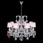 Люстра с 8-ю белыми текстильными абажурами и хрустальными подвесками Lustre Reverie варинант исполнения - 2 | Loft Concept в Ульяновске