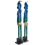 Комплект из 2-х деревянных статуэток Asmat Statuettes Blue Green варинант исполнения - 5 | Loft Concept в Ульяновске