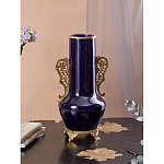 Ваза темно-синяя фарфоровая с бронзовыми ручками и ножками Eden Garden варинант исполнения - 4 | Loft Concept в Ульяновске