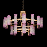 Люстра двухъярусная круглая с текстурными цилиндрическими плафонами Glimpse варинант исполнения - 1 | Loft Concept в Ульяновске