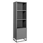 Стеллаж книжный цвета графит с 3-мя открытыми полками и дверкой Strict Lines варинант исполнения - 1 | Loft Concept в Ульяновске