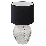 Настольная лампа с черным цилиндрическим тканевым абажуром и фактурным прозрачным основанием Black Cone варинант исполнения - 1 | Loft Concept в Ульяновске
