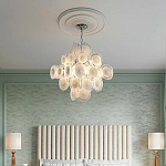 Люстра  с каскадом из круглых декоративных элементов  White Clear Glass Chandelier варинант исполнения - 5 | Loft Concept в Ульяновске