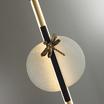 Подвесной светильник с шарообразным плафоном из алебастра и бронзовой декоративной стрекозой Alaris  варинант исполнения - 6 | Loft Concept в Ульяновске