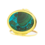 Зеркало карманное складное овальное из натурального камня Малахит с Хризоколлой Gold Stone Mirrors варинант исполнения - 2 | Loft Concept в Ульяновске