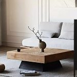 Дизайнерский журнальный стол квадратный с черным трапециевидным основанием Wokab варинант исполнения - 3 | Loft Concept в Ульяновске