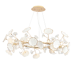 Люстра круглая с белыми лепестками из керамики и прозрачными хрустальными цветками Диаметр 82 см Wintery flovers варинант исполнения - 1 | Loft Concept в Ульяновске