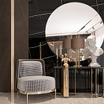 Настольная лампа с цилиндрическим абажуром из коричневой ткани и золотыми трубочками Brown Aura варинант исполнения - 4 | Loft Concept в Ульяновске